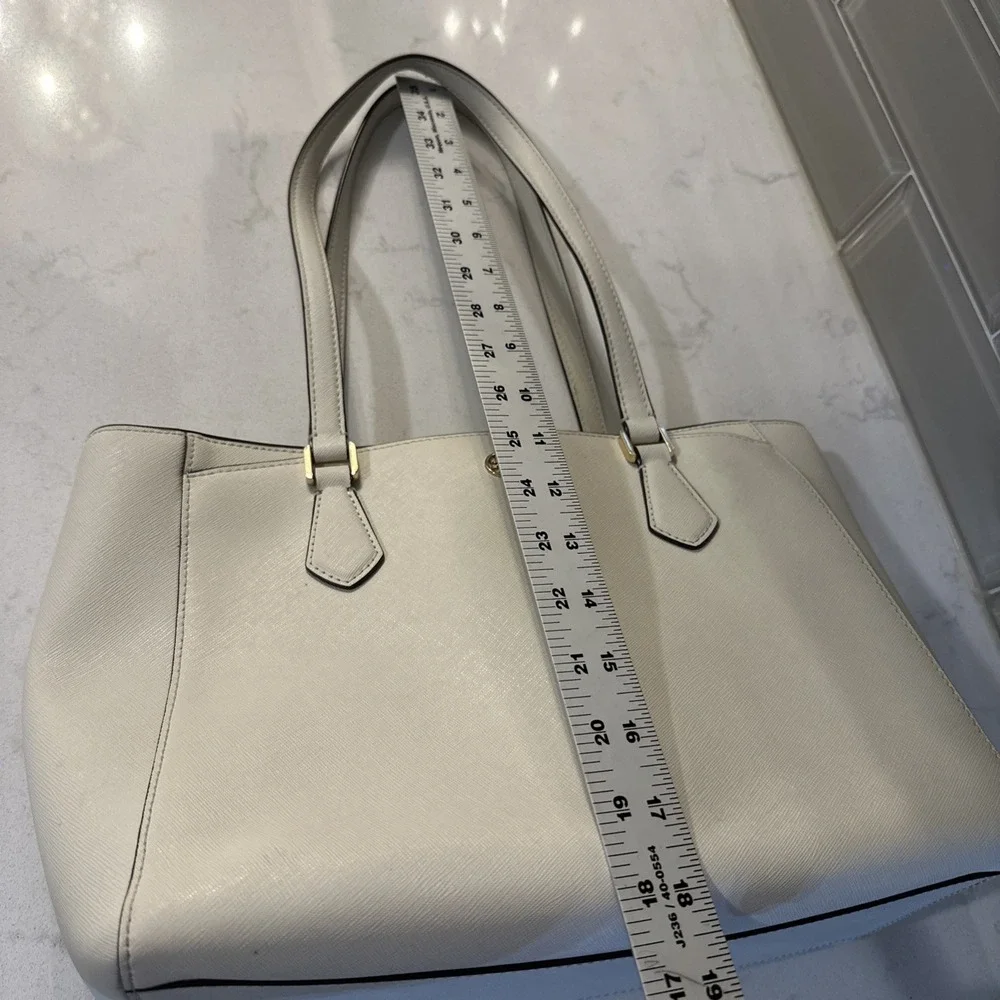 Tory Burch Tote Bag Shoulder Bag Robinson Medium Leather Ivory, Protective Bag.